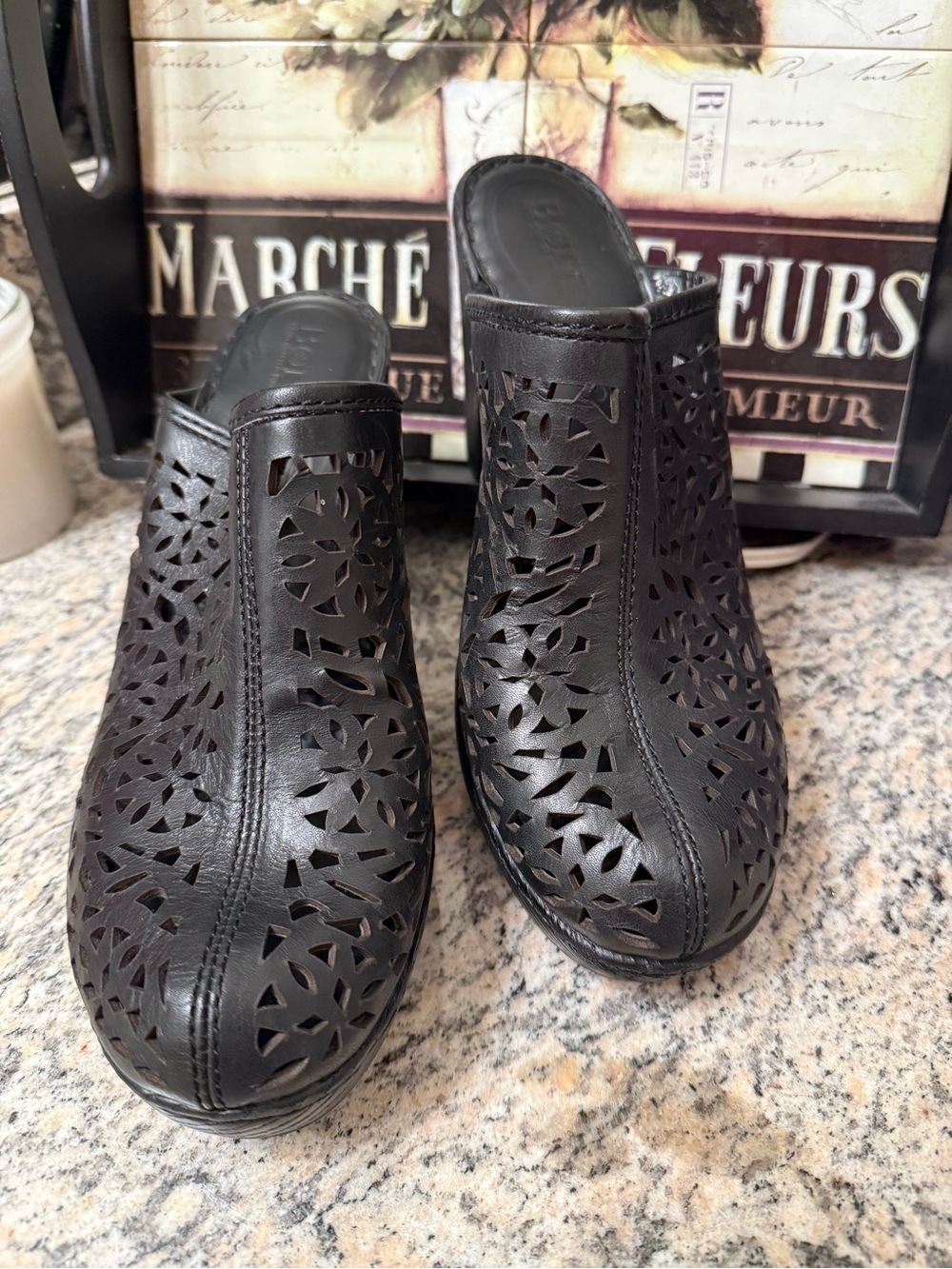 Women’s Born Platform Slip-on Black Cut-Out Leather